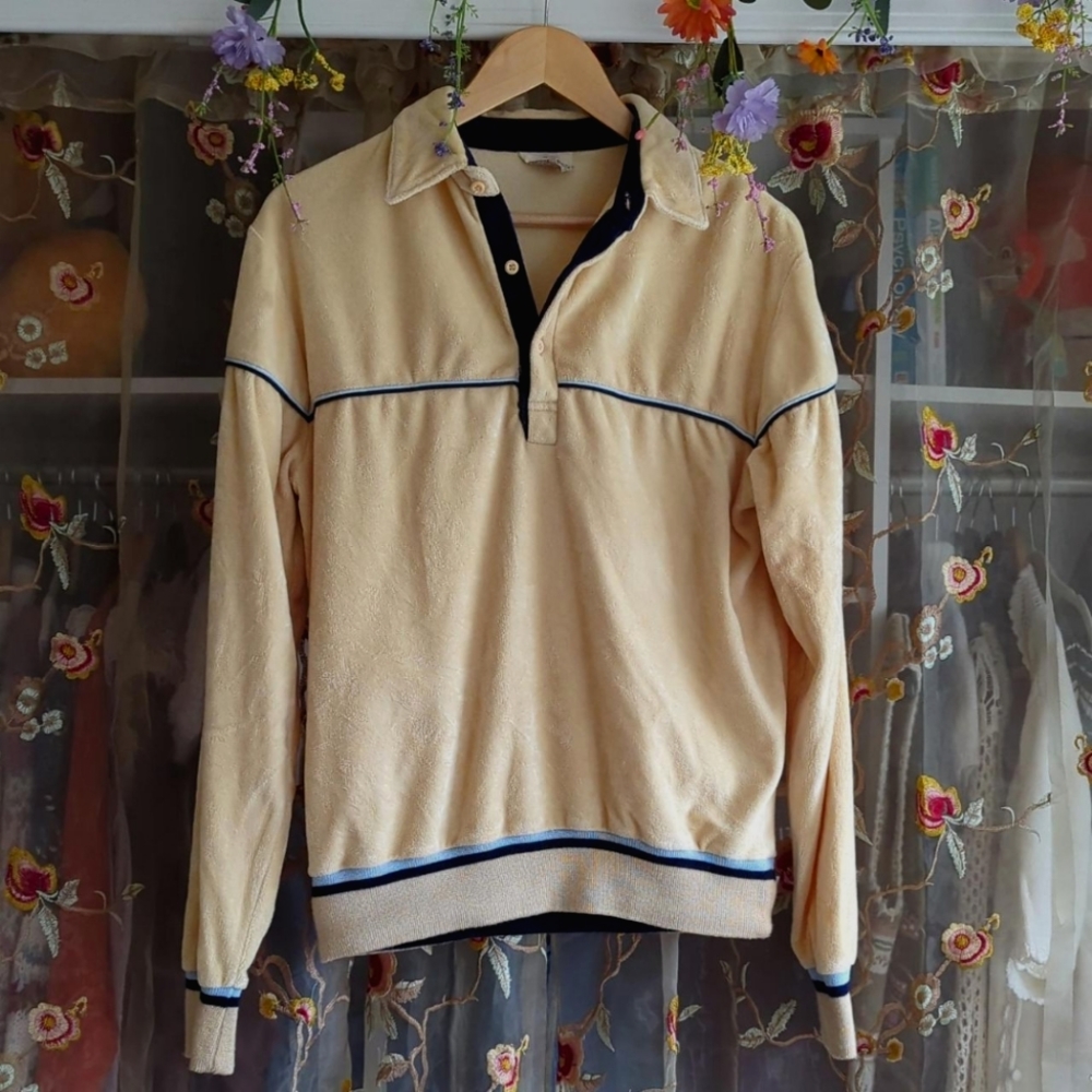 true vintage 70s velour collared sweatshirt by Saturdays in California